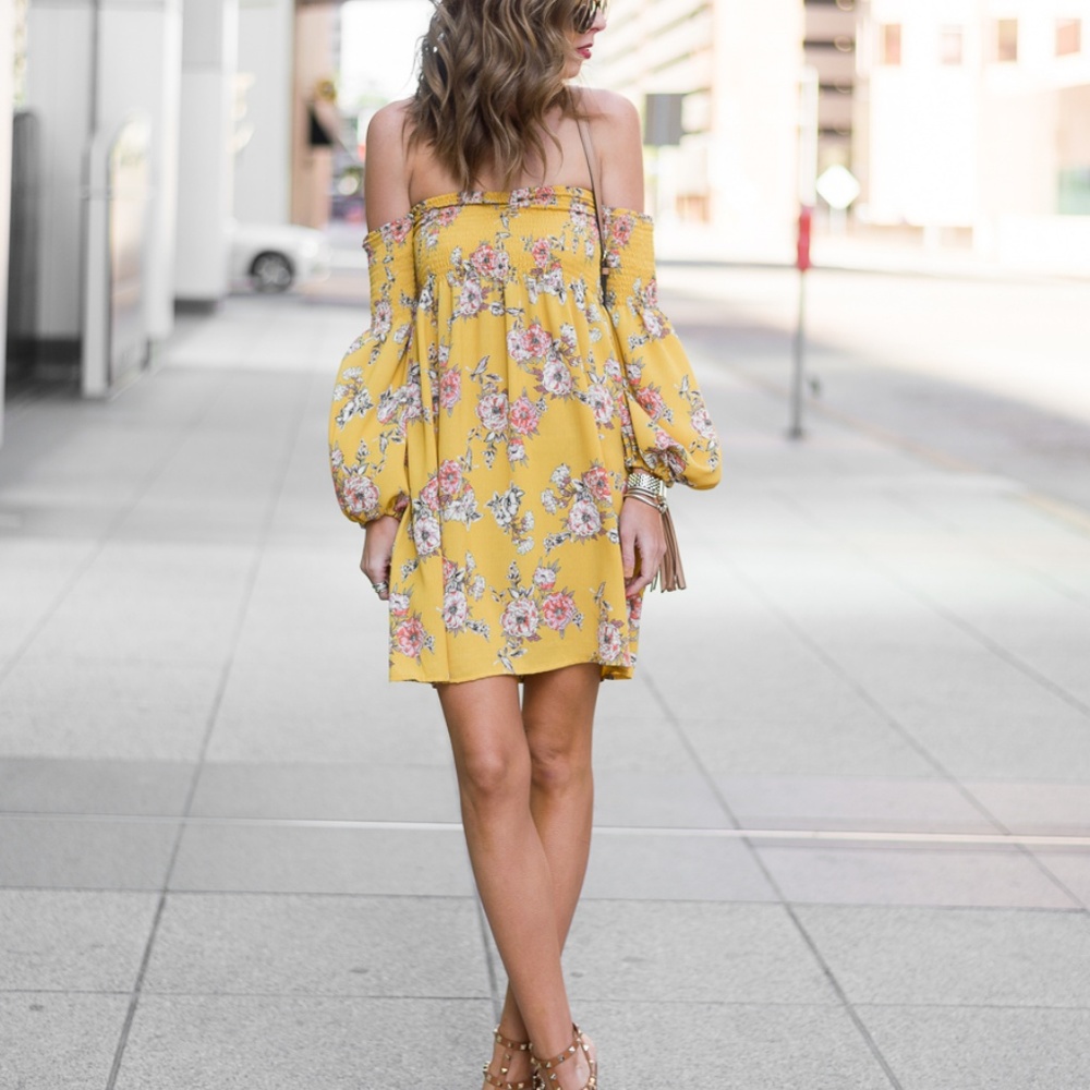 Yellow Smocked Dress size Small